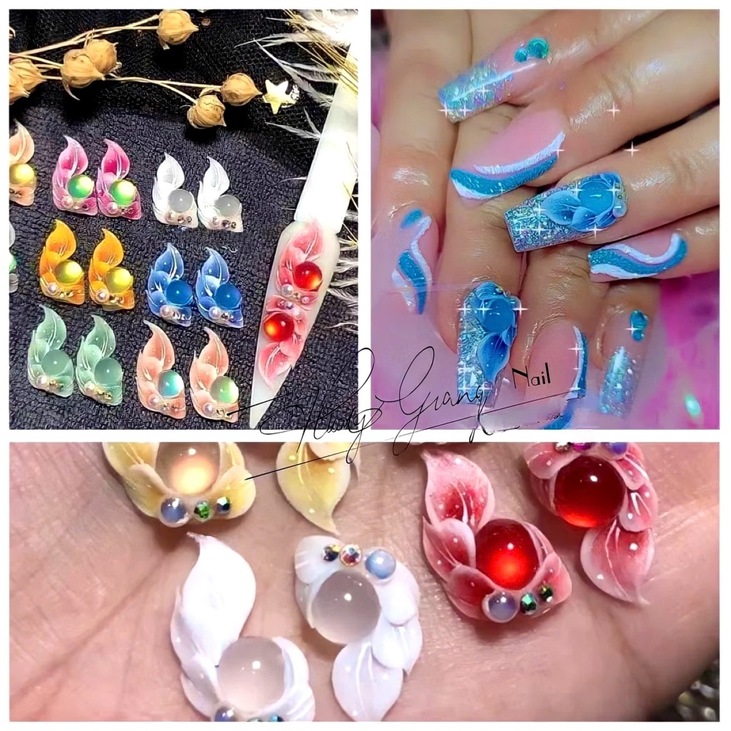 Hoa bột nail _ hoa nail đính móng( mắt mèo góc)