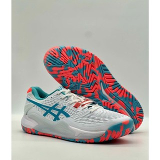 [CHÍNH HÃNG] Giày thể thao quần vợt ASICS GEL RESOLUTION 9 Thiện Store đầy đủ size (Trắng-Xanh-Đỏ)