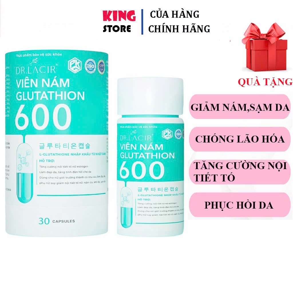 Viên Uống Trắng Da Glutathione 600 Dr Lacir Chính Hãng, Hạn Chế Lão Hoá Da, Nếp Nhăn, Tăng Nội Tiết Tố Nữ