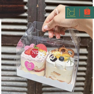 SET HỘP MICA + LY ĐỰNG BÁNH + RUY BĂNG dùng để làm bánh panna cotta, mousse, tiramisu