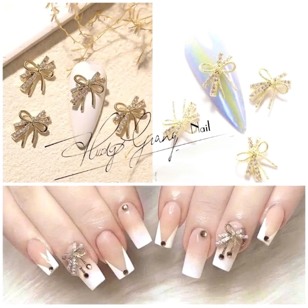 Sét 4 charm nail- charm gắn móng - charm nơ