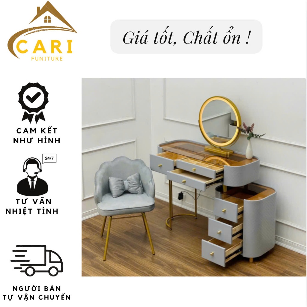 Bàn Trang Điểm, Bàn phấn Gương Led Cảm Ứng Cao Cấp MD4. Gỗ MDF. Nhập Khẩu Cao Cấp Hiện Đại . Nội thấ