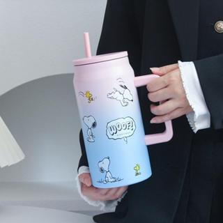 Ly giữ nhiệt cao cấp Snoopy cốc nước giữ nhiệt thể thao Fan House bình có ống hút vỏ chống xước