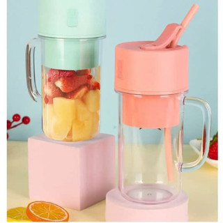 Cốc Xay Sinh Tố Mini Cầm Tay, Máy Xay Sinh Tố Sạc Pin Tích Điện Kèm Ống Hút Dễ Sử Dụng