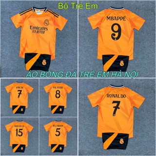 Bộ Quần Áo Bóng Đá Trẻ Em CLB Real Madrid Vàng Cam 24/2025 - Vải Mè Thái Cao Cấp