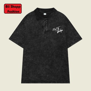 Áo Polo Chữ Ký, Áo Thun Wash Polo Cổ Bẻ Bii Shop Vải Cotton Form Rộng Nam Nữ Unisex.