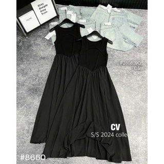 Đầm xòe đen pha thô tùng xòe khoét ngực sát nách siêu tôn dáng! (Shop Thời Trang Đông)