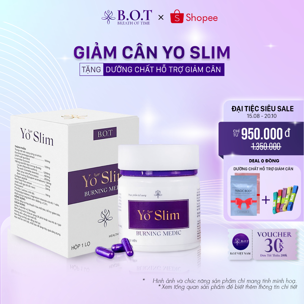 Giảm Cân Yo Slim Chính Hãng B.O.T THIÊN KIM Yo slim Giúp Giảm Cân An Toàn Hiệu Qủa giảm 2-3 Kg Sau 15 Ngày