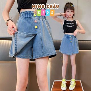 Quần Bò Giả Váy Bé Gái Từ 14-42Kg Đính Khuy Xinh Xắn Dễ Phối Đồ Minh Châu Kids QV3