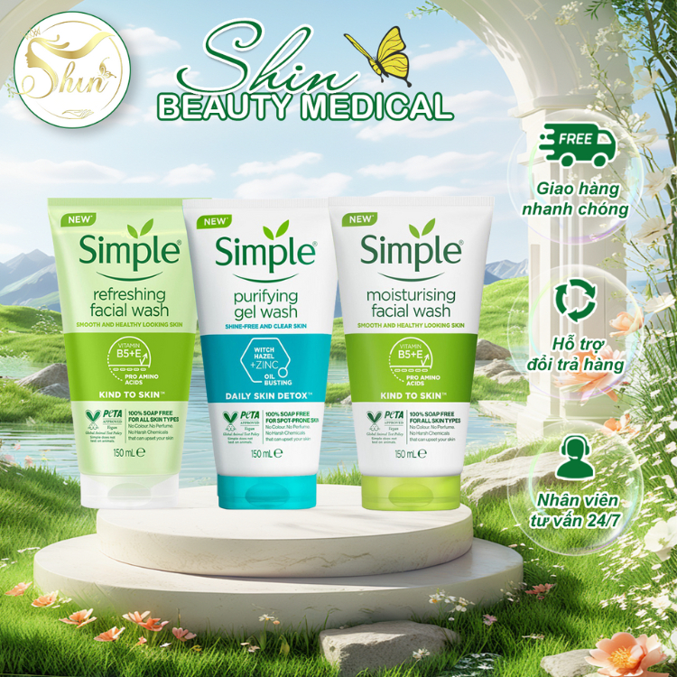 Sữa Rửa Mặt Simple Shin Beauty Medical - Sữa Rửa Mặt Lành Tính, Phù Hợp Với Mọi Loại Da 150ml