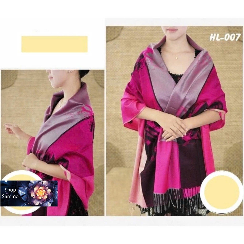 Khăn Choàng Cổ  Lụa 2 Mặt Pashmina