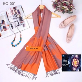 Khăn Choàng Cổ Lụa 2 Mặt Pashmina Màu Cam Đất