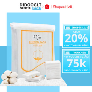 Bông tẩy trang 222 miếng cotton 3 lớp mềm mịn, dai, không rát da, không cháy khét