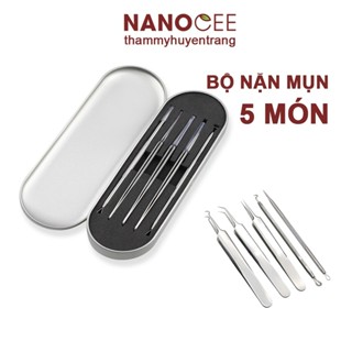  Bộ gắp nặn mụn 5 chi tiết chuyên dùng cho spa: 3 Nhíp Lấy Mụn Và 2 Que Nặn Mụn 