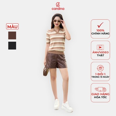 Quần short nữ CARDINA chất liệu da cạp cao thiết kế túi ngang lạ mắt phong cách trẻ trung hiện đại 4QSA08