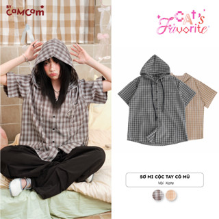  Áo Sơ Mi Cộc Tay Có Mũ Bycamcam Caro Trendy Phong Cách Y2K AMN082 