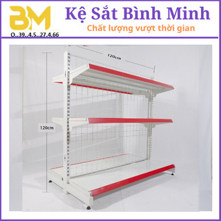    Tải 70kg   - KỆ SIÊU THỊ ĐÔI 2 MẶT Dài 1.2m cao 1.2m  3 tầng - Hàng loại 1 - Kệ tạp hóa 