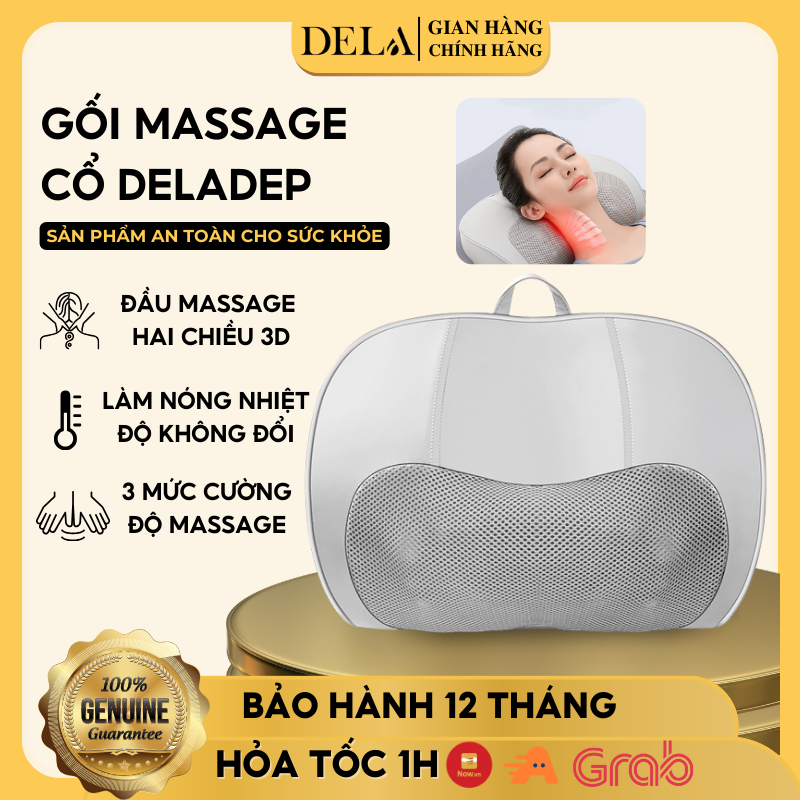 Gối Massage Cổ Vai Gáy DELADEP Đầu Massage 3D Hồng Ngoại Đảo Chiều Giúp Giảm Đau Nhức,Máy Mát Xa Đa Năng Toàn Thân GMC01