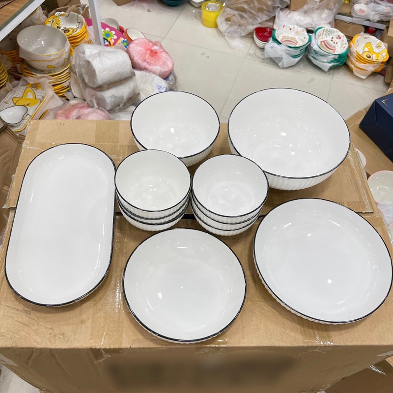 Tổng Hợp Chén Dĩa Dễ Thương Đĩa Sứ Set Bát Đĩa Decor Bát Ăn Cơm Chén Sứ Đẹp Bộ bát đĩa Châu Âu Viền 