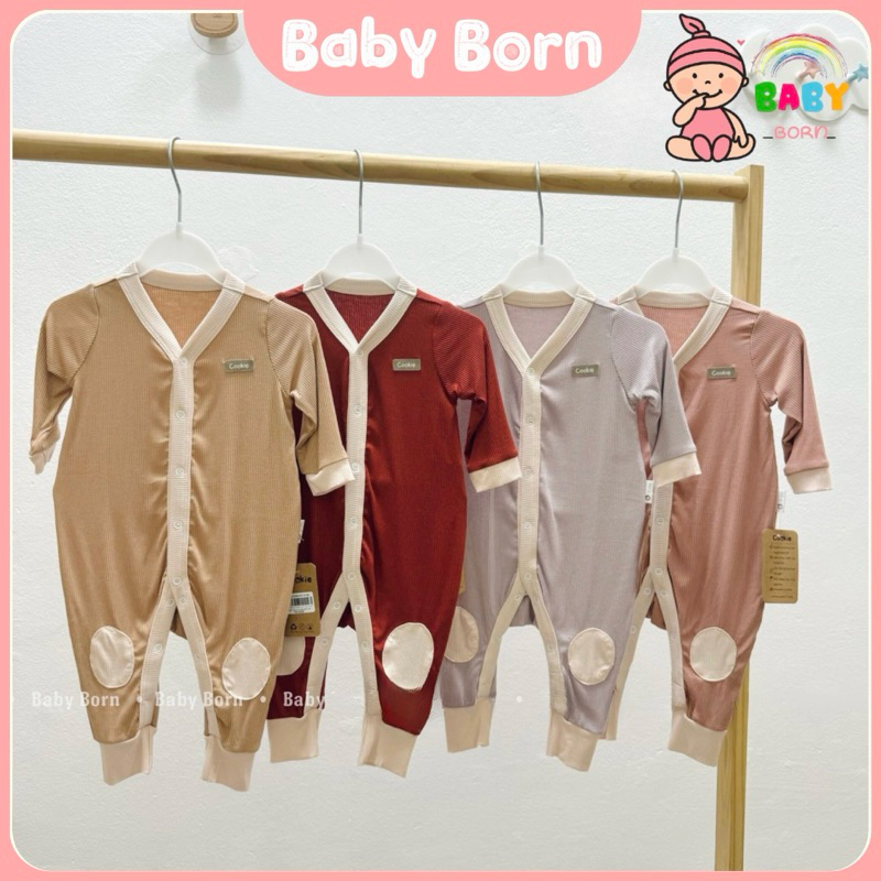 Sleepsuit dài tay đáp gối Cookie cotton tăm mềm mát cho bé CK2413 Baby Born shop