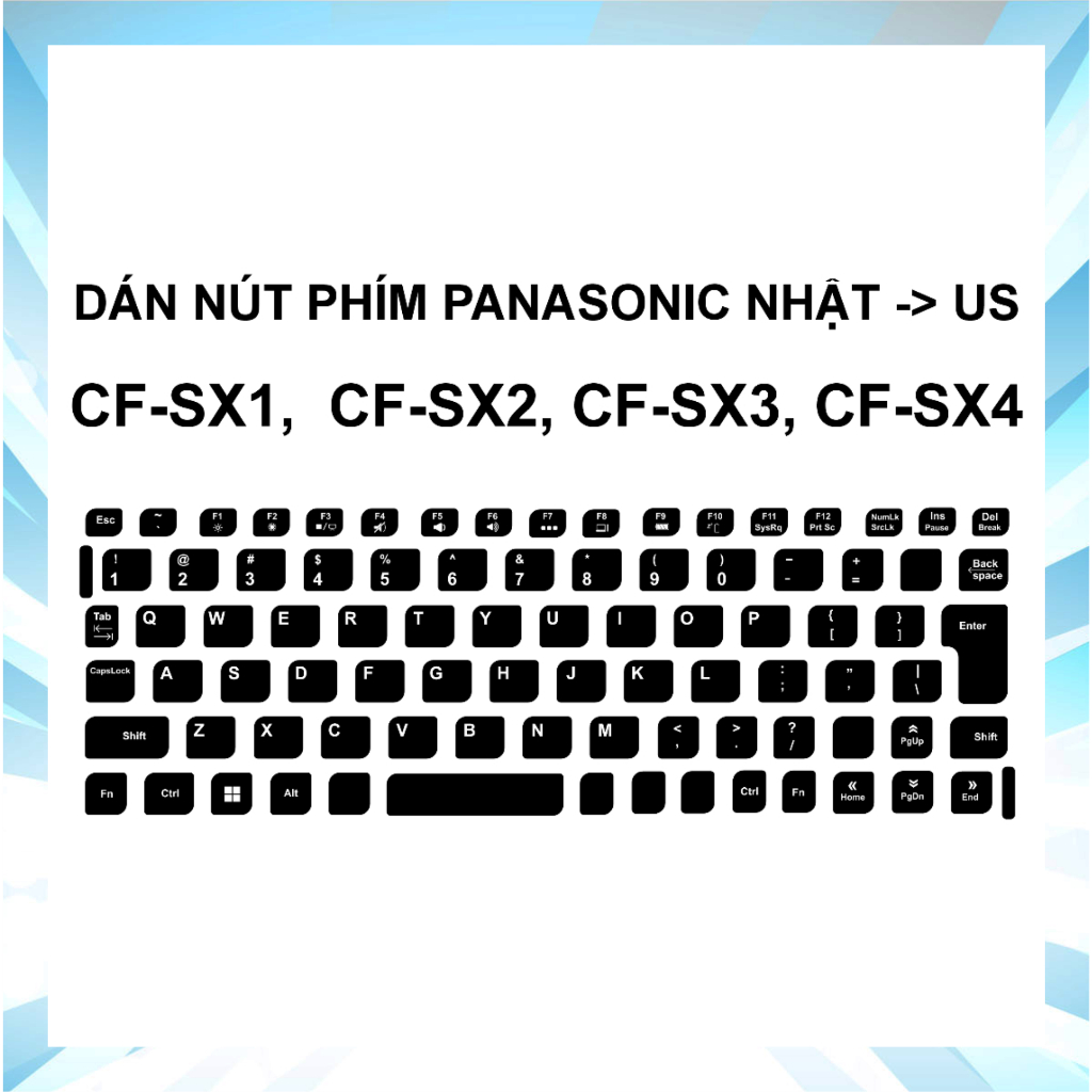 Skin bộ dán nút phím Panasonic CF-RZ4, CF-RZ5 , CF-RZ6 chuyển ký tự layout từ Nhật -> US , quốc tế
