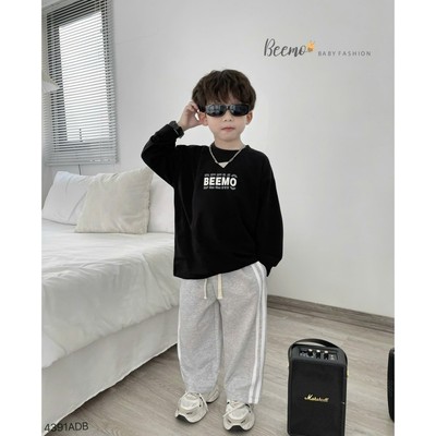 Áo phông dài tay in chữ Beemo vải cotton mềm mại mặc thu đông cho bé 9-24kg 4391ADB