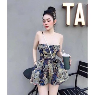  Jum nữ quần ngắn cúp ngực chất bố họa tiết đẹp y hình 