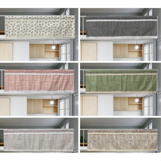 (CAO 50CM_DÁN TIỆN LỢI) Rèm che tủ bếp, kệ sắt vải thô họa tiết kết hợp ren hoa vintage. màn che cửa