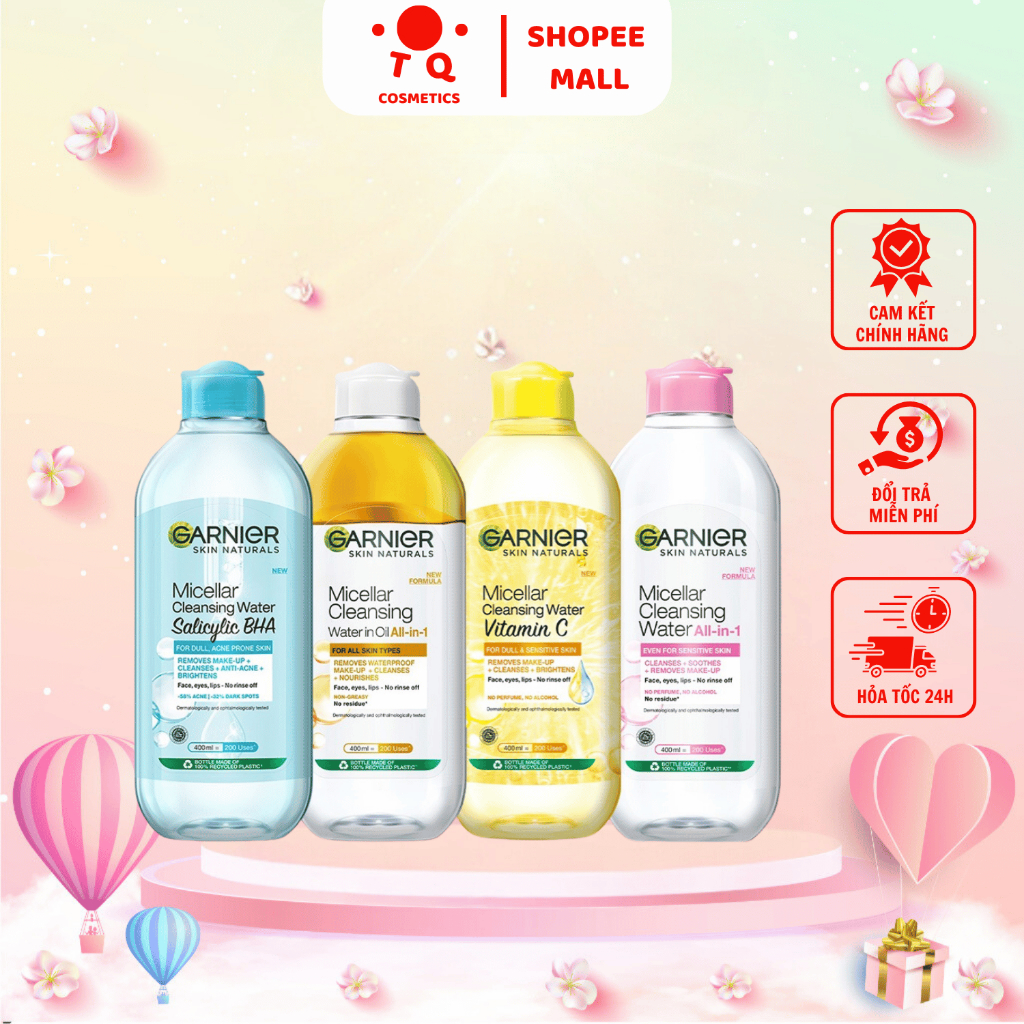 Nước Tẩy Trang làm sạch sâu dịu nhẹ cho mọi loại da - Garnier Micellar Cleansing Water 400ml