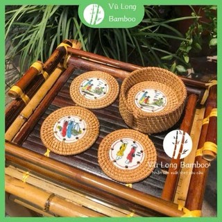  Xưởng sx  ĐẾ COASTER LÓT LY CỐC BẰNG MÂY ĐAN và SỨ THỦ CÔNG BẰNG TAY - QUÀ TẶNG LƯU NIỆM MỸ NGHỆ VIỆT NAM 