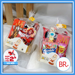 Set 20 túi gói quà tặng noel, túi đựng bánh kẹo, túi chia quà sinh nhật, tết thiếu nhi, trung thu cho bé hình gấu 02347