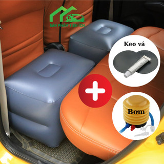 Đệm Kê Chân Bơm Hơi Tặng Kèm Miếng Và Và Bơm, Chất Liệu PVC Để Ghế Ngồi Xe Hơi  Dễ Dàng Gấp Lại , Tiết Kiệm Không Gian