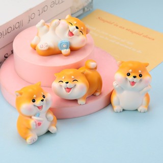 Mô hình chó shiba làm từ đá nhân tạo mini dễ thương tiểu cảnh, bày bàn làm việc, bàn học, tủ sách, taplo ô tô