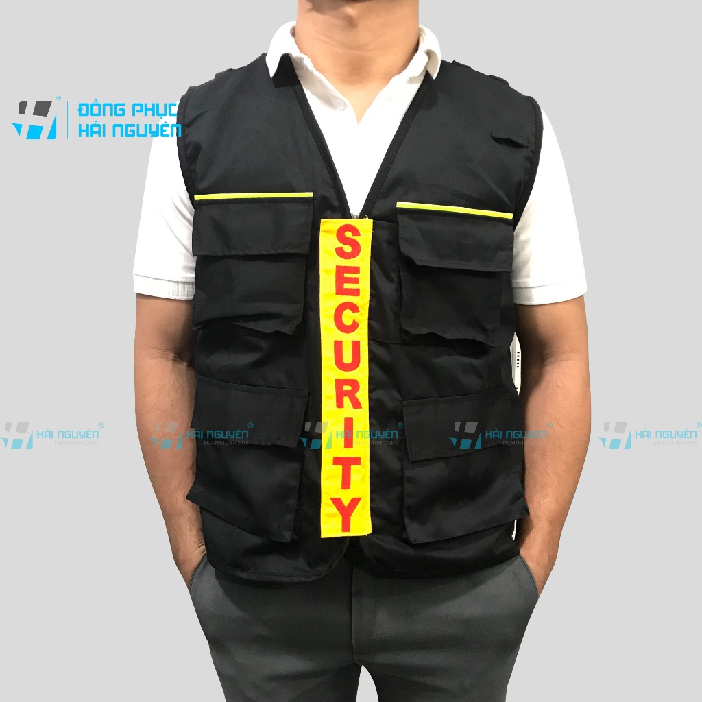 Áo ghile cơ động dành cho bảo vệ có phản quang trước sau
