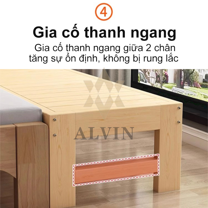 ALVIN Giường ghép Gỗ Thông Mới Giường Ngủ Đẹp Chất Lượng gỗ thật 100% 1m8 Giường gỗ cho bé ghép | BigBuy360 - bigbuy360.vn
