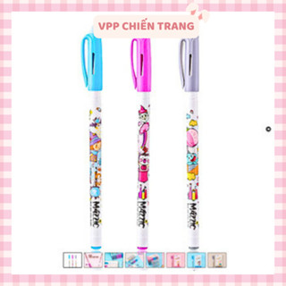 Hộp 20 chiếc bút mazzic TL xoá được bằng gôm tẩy chuyên dụng trên nắp bút, mực xanh, đen, tím cho bé đi học
