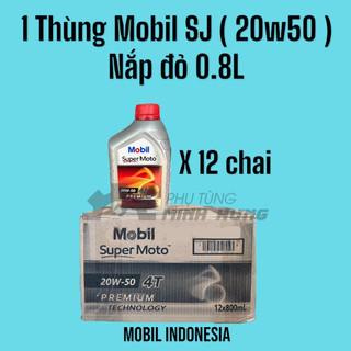 1 Thùng 12 Chai Nhớt Mobil Super Moto 20w50 800ml ( NẮP ĐỎ ) nhập khẩu Indonesia