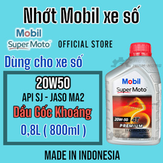 Dầu nhớt Mobil Super moto cho xe số 20w-50 (SJ ) NẮP ĐỎ nhập khẩu Indonesia (800ml) >>>>>>
