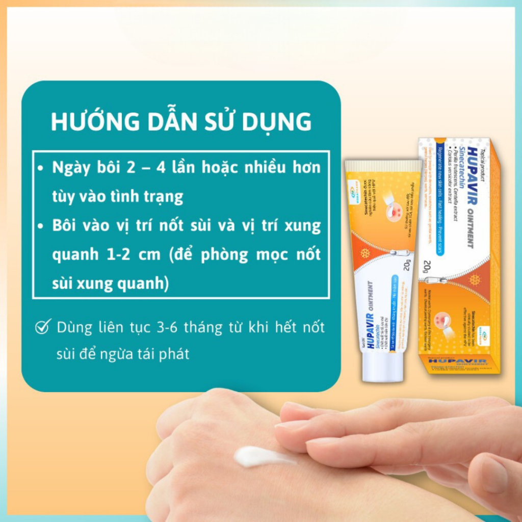 [ Che tên] Kem Bôi Sùi Mào Gà Mụn Cóc HUPAVIR Ointment Giúp Giảm Viêm Da, Mụn Cơm 20g