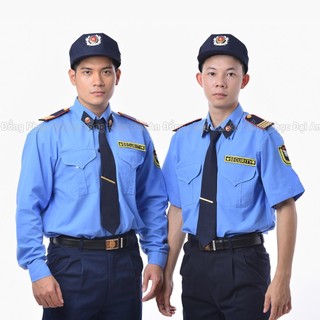 Áo đồng phục bảo vệ màu xanh vải ABV07 Kate Ford cao cấp kiểu dáng thời trang kèm phụ kiện logo vai ngực