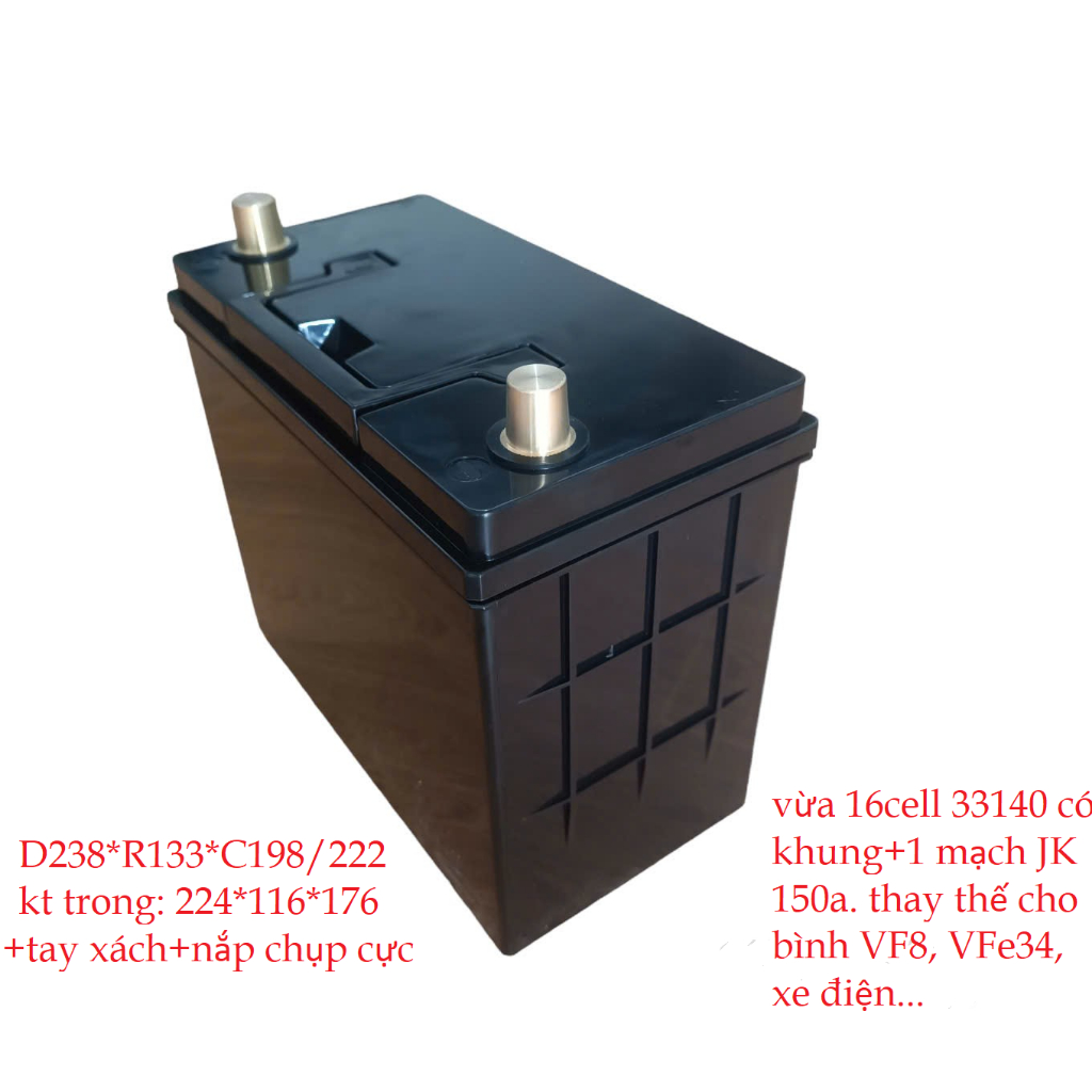 hộp nhựa ABS cho pin thay thế bính ắc quy, vừa 16cell 33140 có khung + mạch JK 150a...