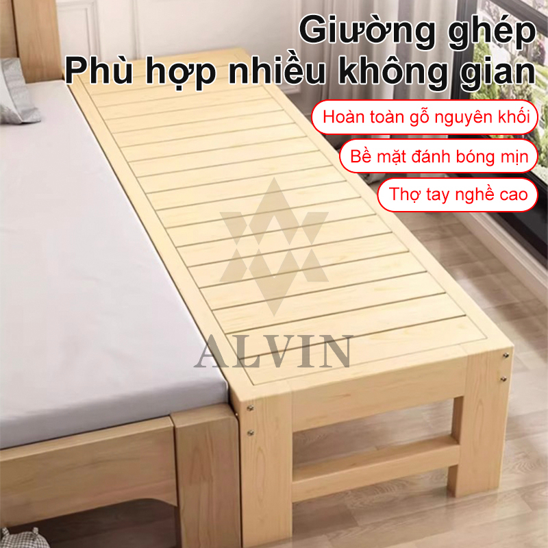 ALVIN Giường ghép Gỗ Thông Mới Giường Ngủ Đẹp Chất Lượng gỗ thật 100% 1m8 Giường gỗ cho bé ghép | BigBuy360 - bigbuy360.vn