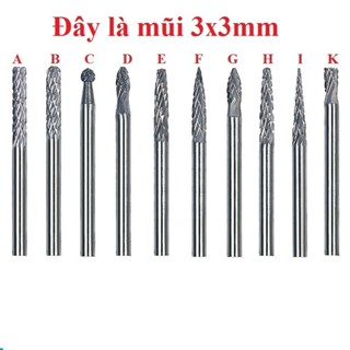 Mũi mài khắc hợp kim trục 3mm 3X3MM , 3X4MM