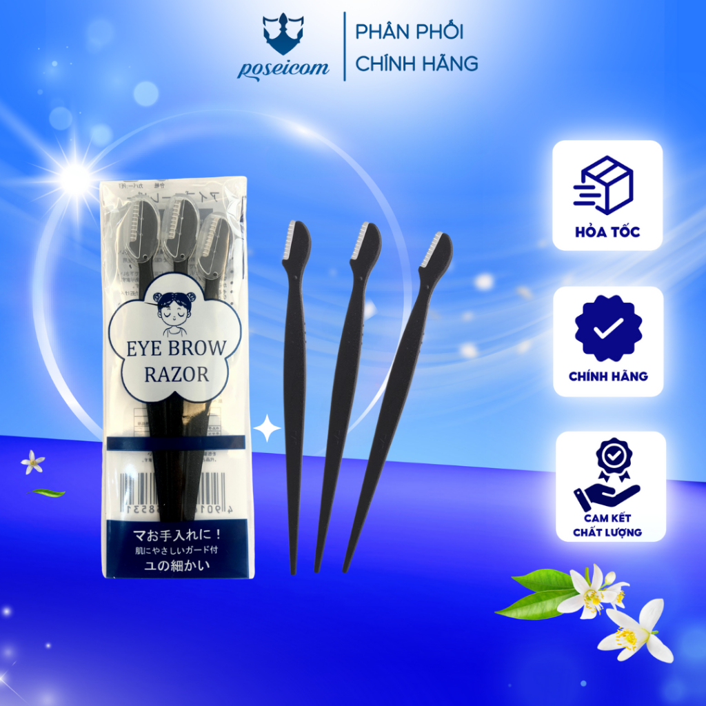 Set 3 dạo cạo lông mày cán dài kai (màu đen)