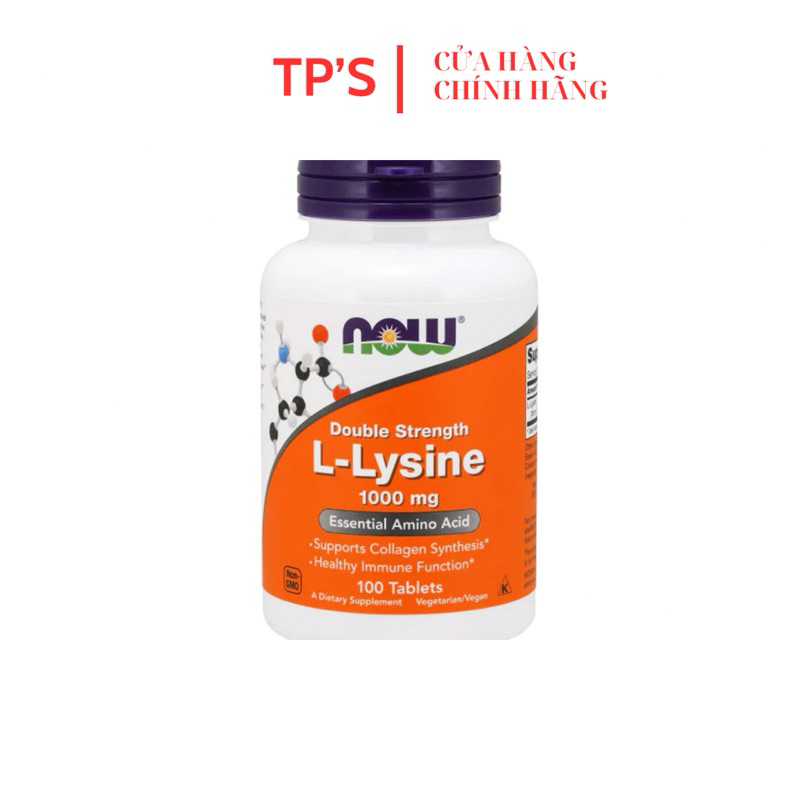 [ Date 3/29 ] Viên uống hỗ trợ miễn dịch, tăng sinh collagen Now L-Lysine 1000mg 100 viên
