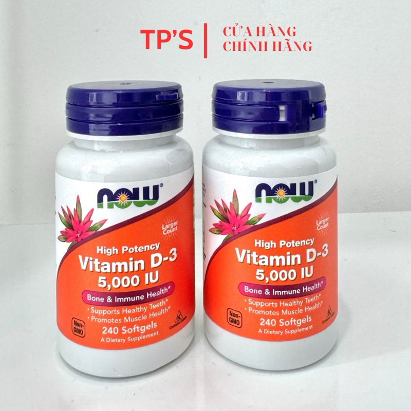 VITAMIN D3 Now Vitamin D3 5000 IU - 240 viên - Tăng Đề Kháng