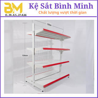   Tải 70kg   - KỆ SIÊU THỊ ĐÔI 2 MẶT : Dài 1,2m cao 1.5m  4 tầng dày dặn chắc chắn Kệ tạp hóa siêu thị mini 