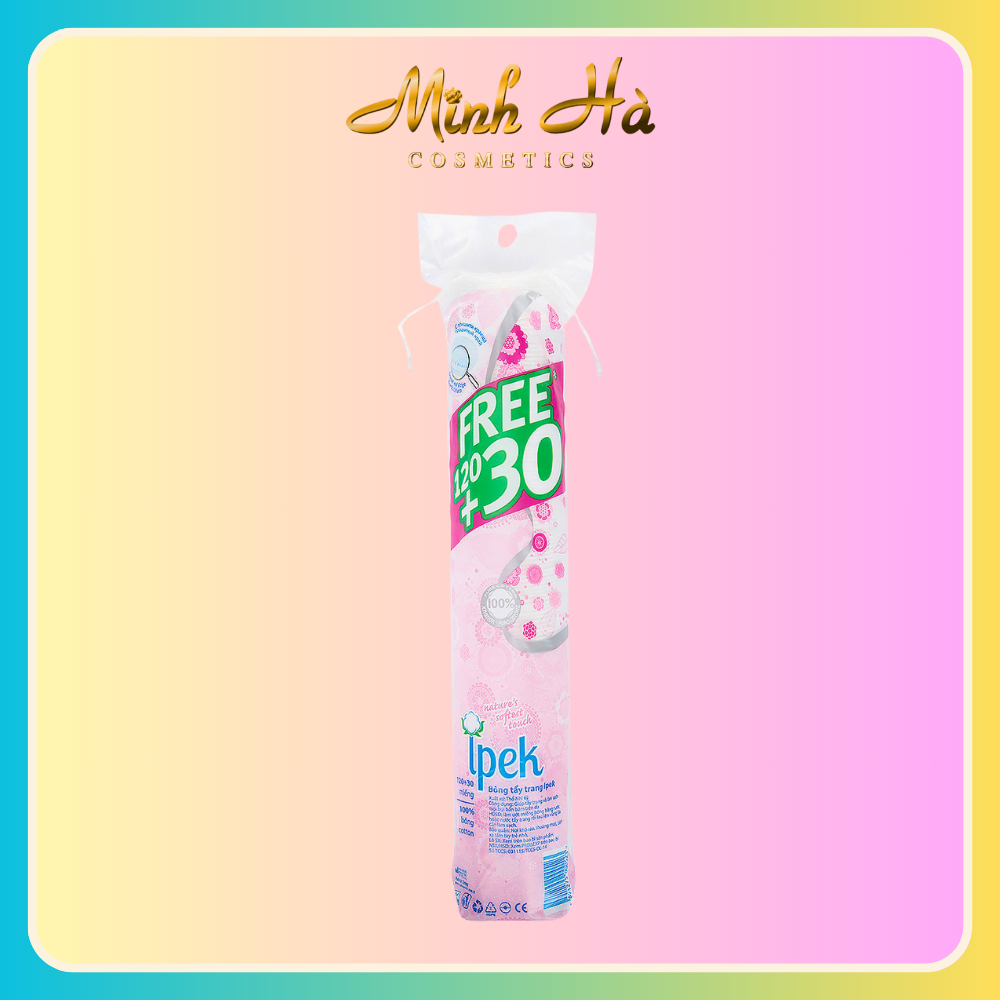 Bông tẩy trang Ipek 150 miếng giúp loại bỏ bụi bẩn và lớp trang điểm bám trên bề mặt da