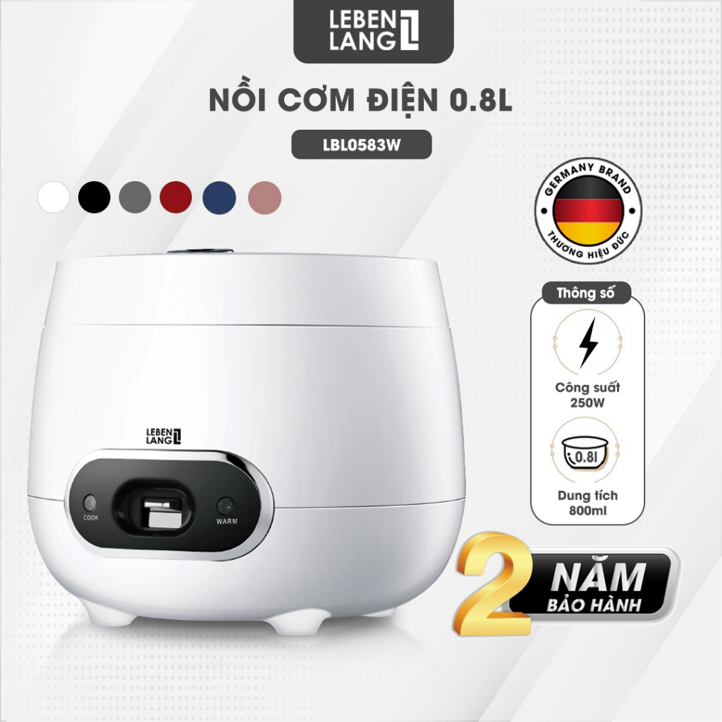 Nồi cơm điện mini Lebenlang LBL0583, 800ml, 250W, nhỏ gọn, bảo hành 2 năm - hàng chính hãng