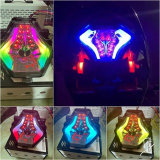 ⭐ Đuôi Đèn Hậu TST (mẫu Xương Cá) sử dụng Nút bấm để thay đổi chế độ Led nhiều màu, gắn sau xe Ex150 Y15ZR ⭐